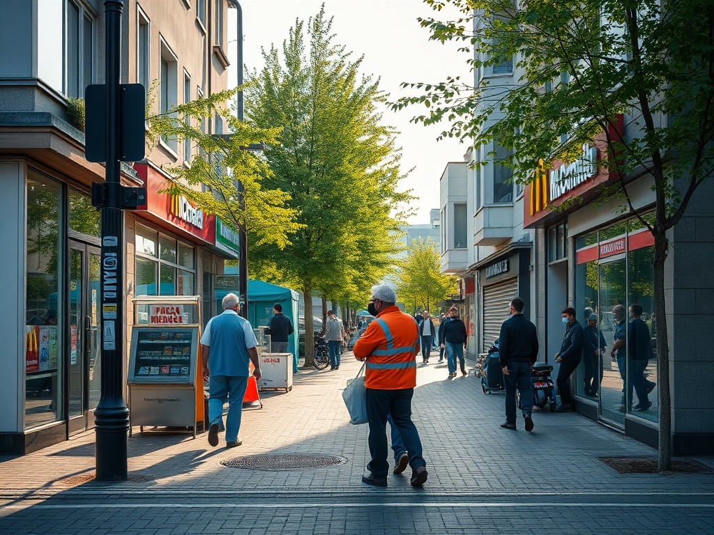 Pracownik obsługuje klienta w restauracji McDonald's w Sosnowcu-Pieńkach, oferta pracy dla osób szukających zatrudnienia.