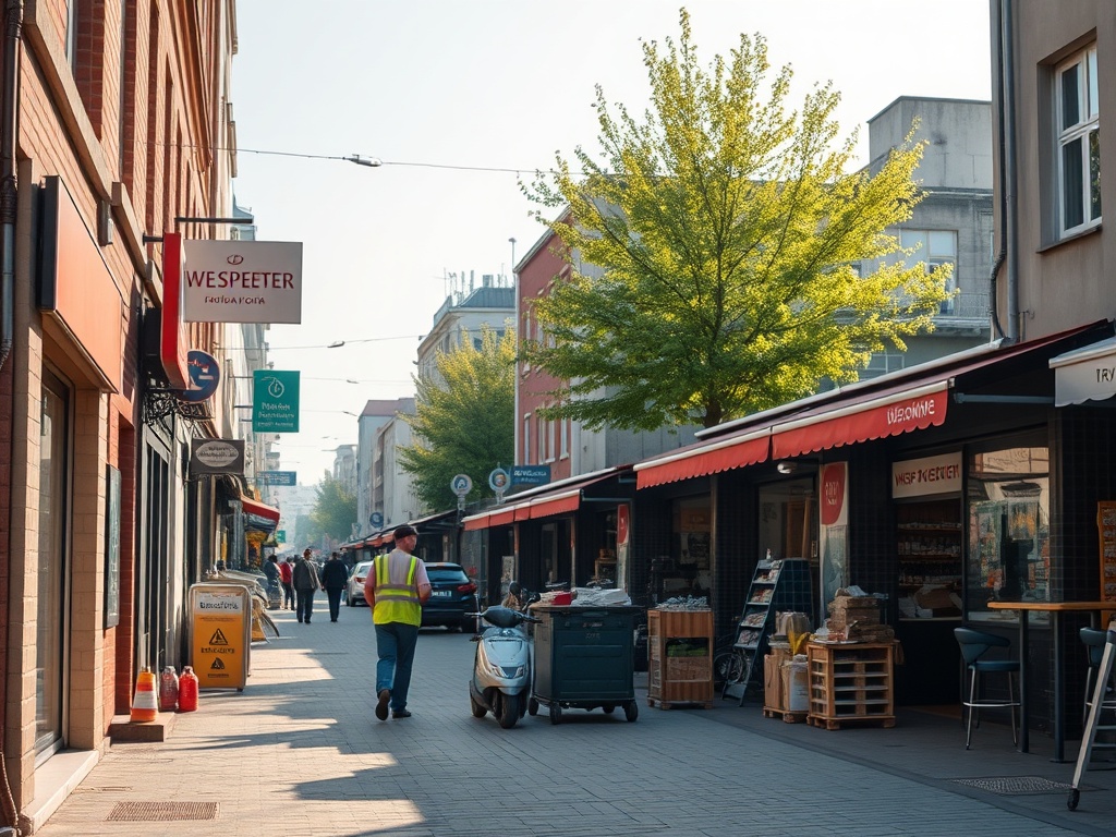 Plakat informacyjny o remoncie torowiska w Sosnowcu przy ulicy Małachowskiego, podkreślający inwestycje w infrastrukturę.